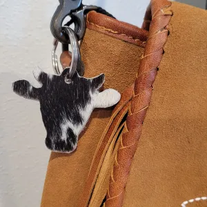 Cowhide Cow Face Keychain
