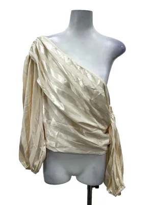 Cream Satin Stripe Toga Sleeve Cropped Top