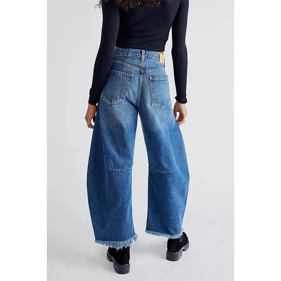 Cropped Casual Wide Leg Jeans