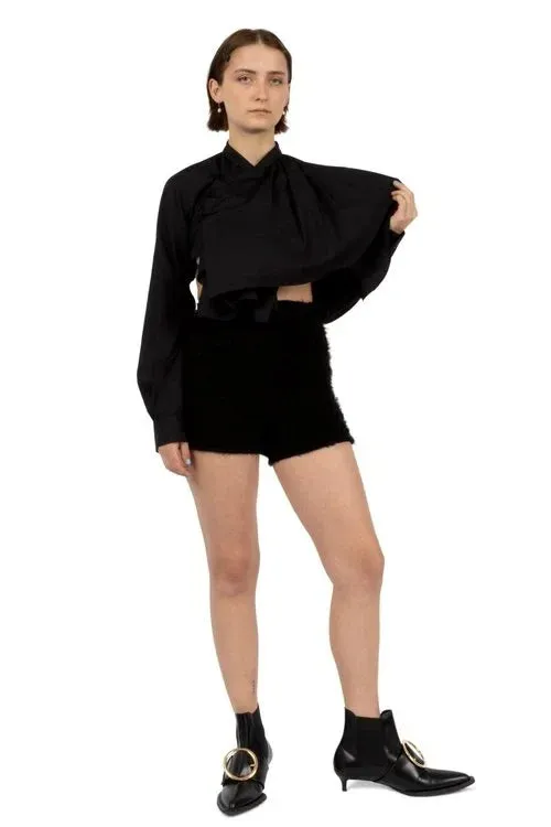 Cropped Cheongsam-Style Shirt