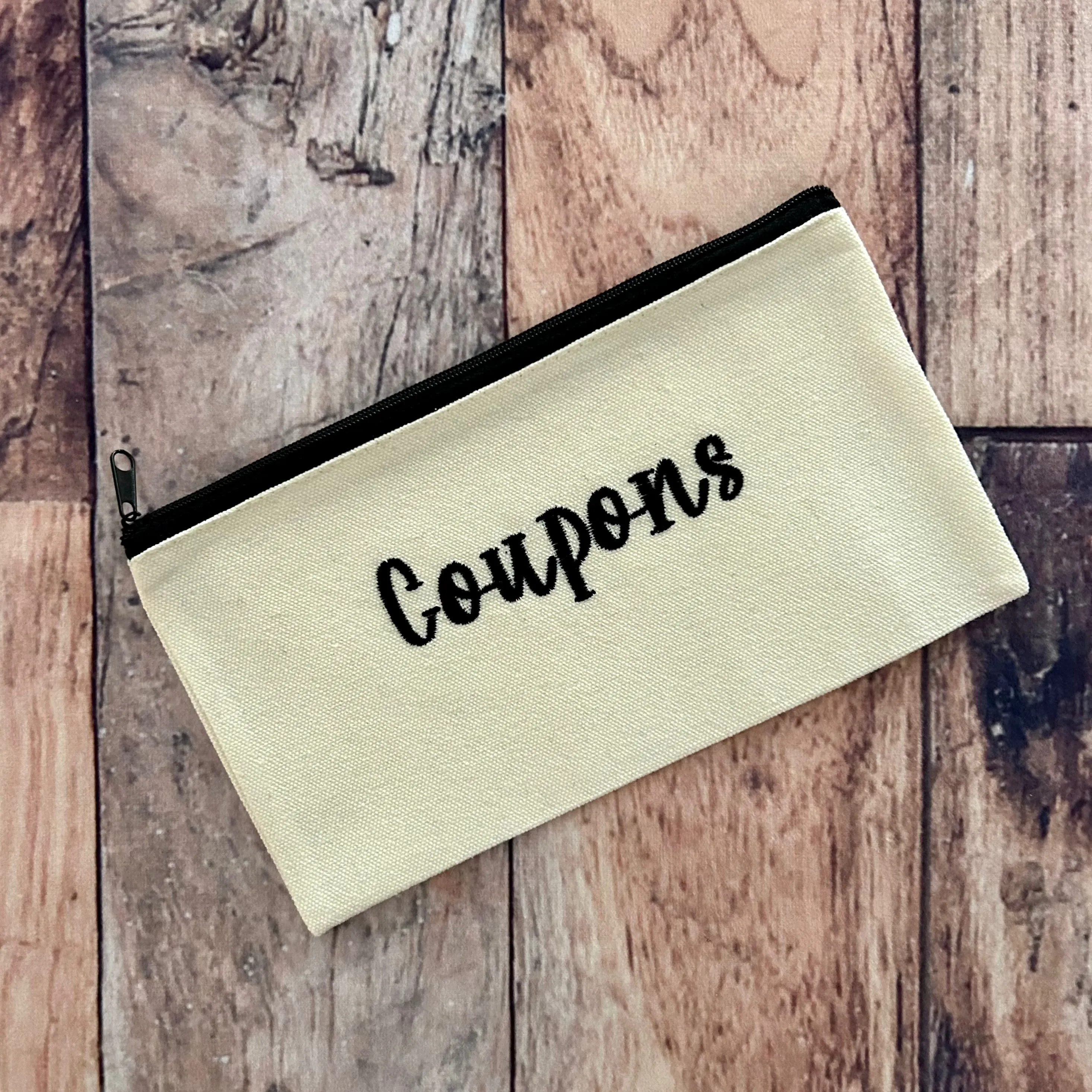 Custom Embroidered Natural Zipper Pouch Bag Coupons