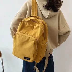 Cyflymder New Vintage Canvas Backpack Women Solid Color Women Classic Shoulder Bag Fashion Schoolbag for Teenage Girl Backpacks Travel Bag