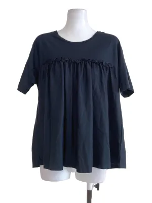 Dark Peacock Blue Ruffled Top