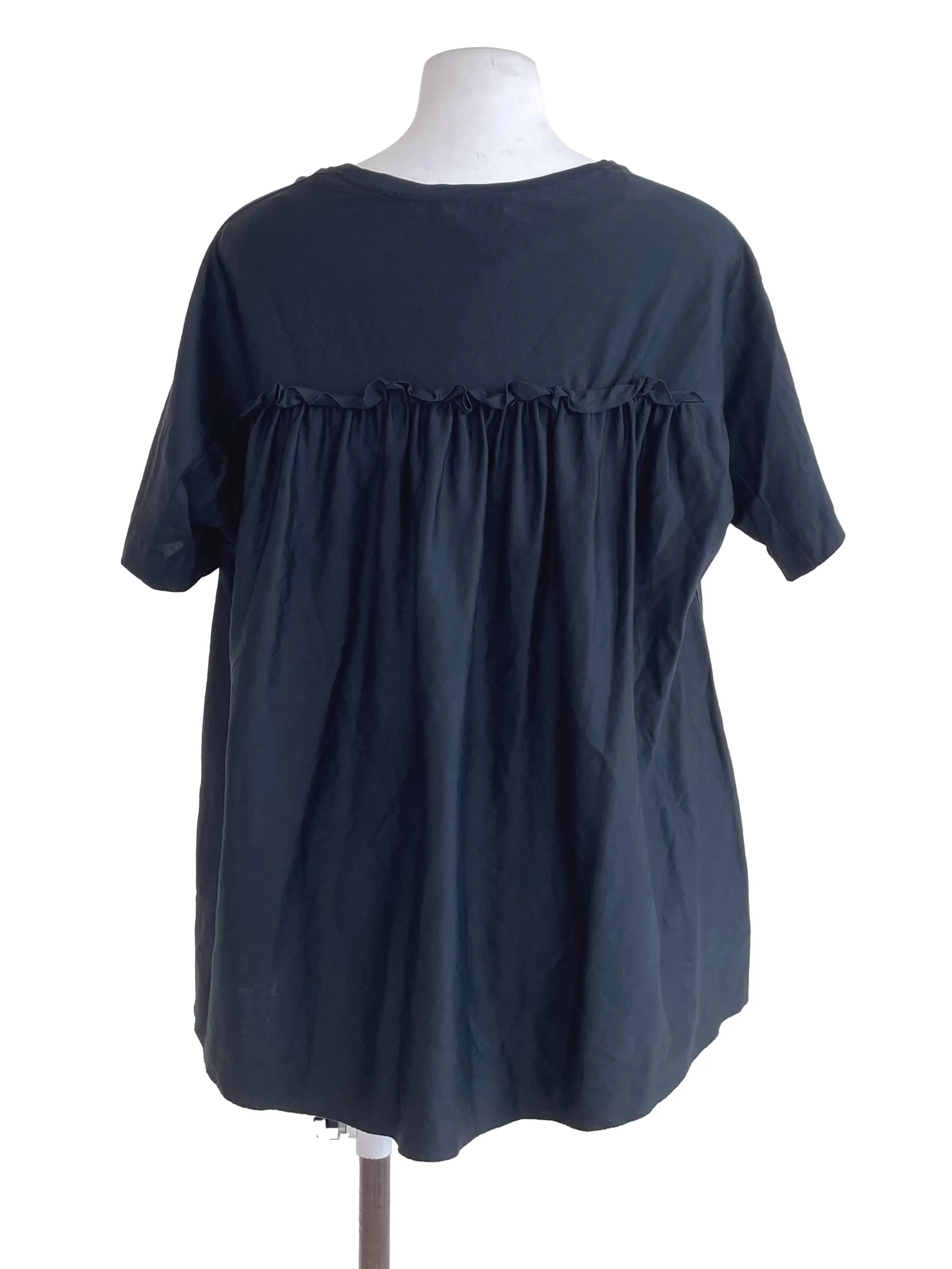 Dark Peacock Blue Ruffled Top