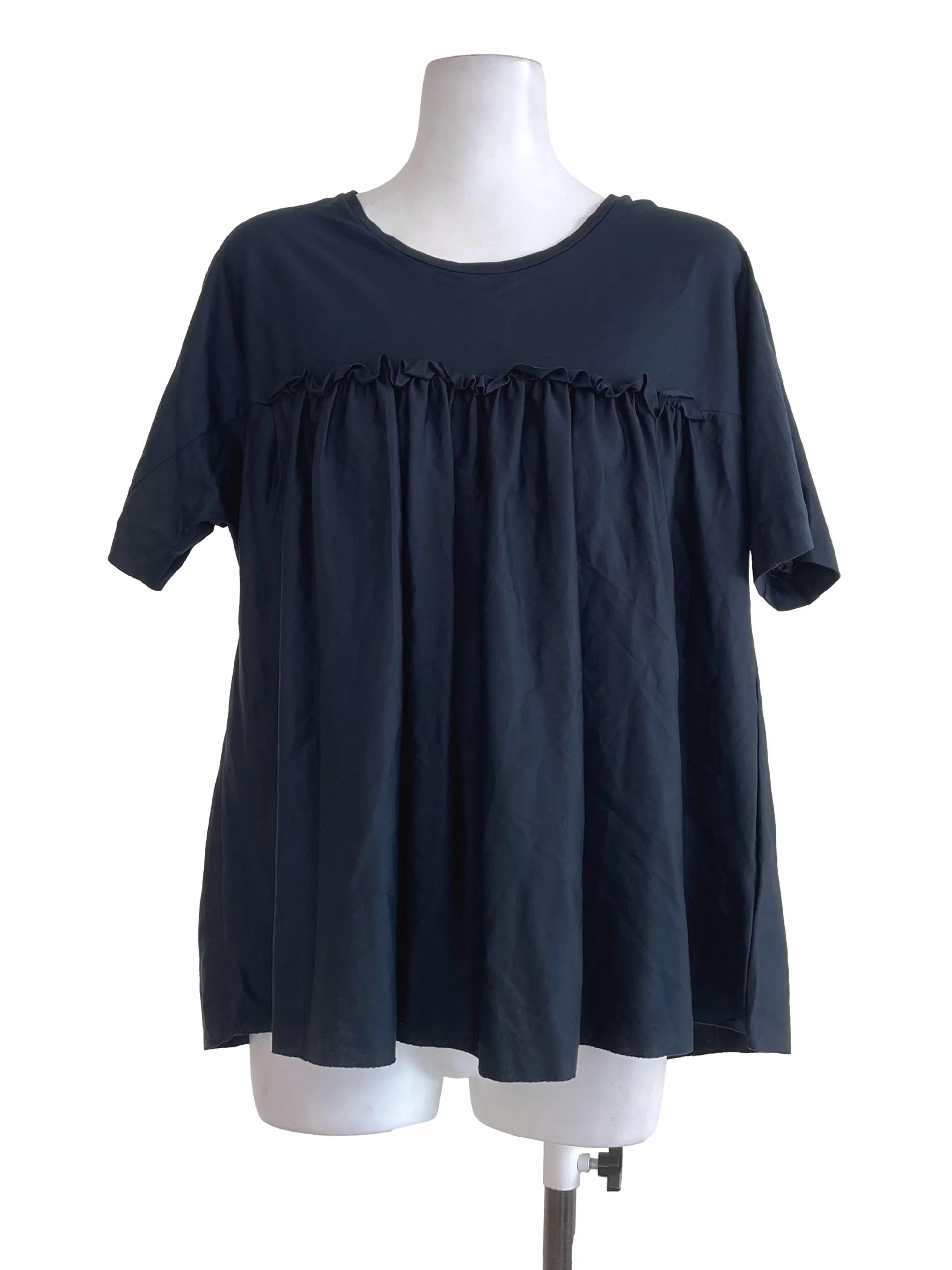 Dark Peacock Blue Ruffled Top