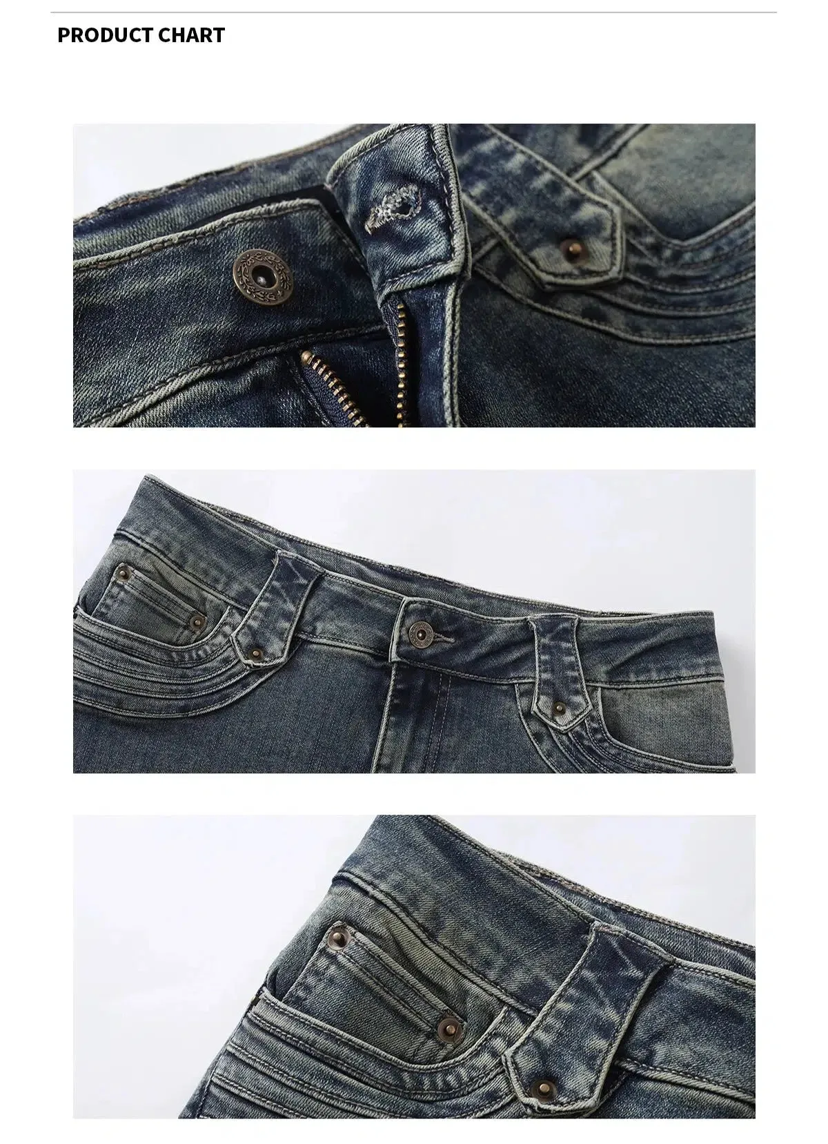 Decorative Stitching Flared Denim Jeans