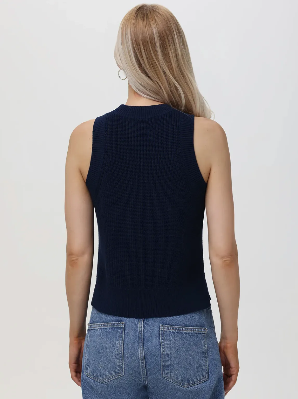 Demi High Neck Crew Tank Dark Blue