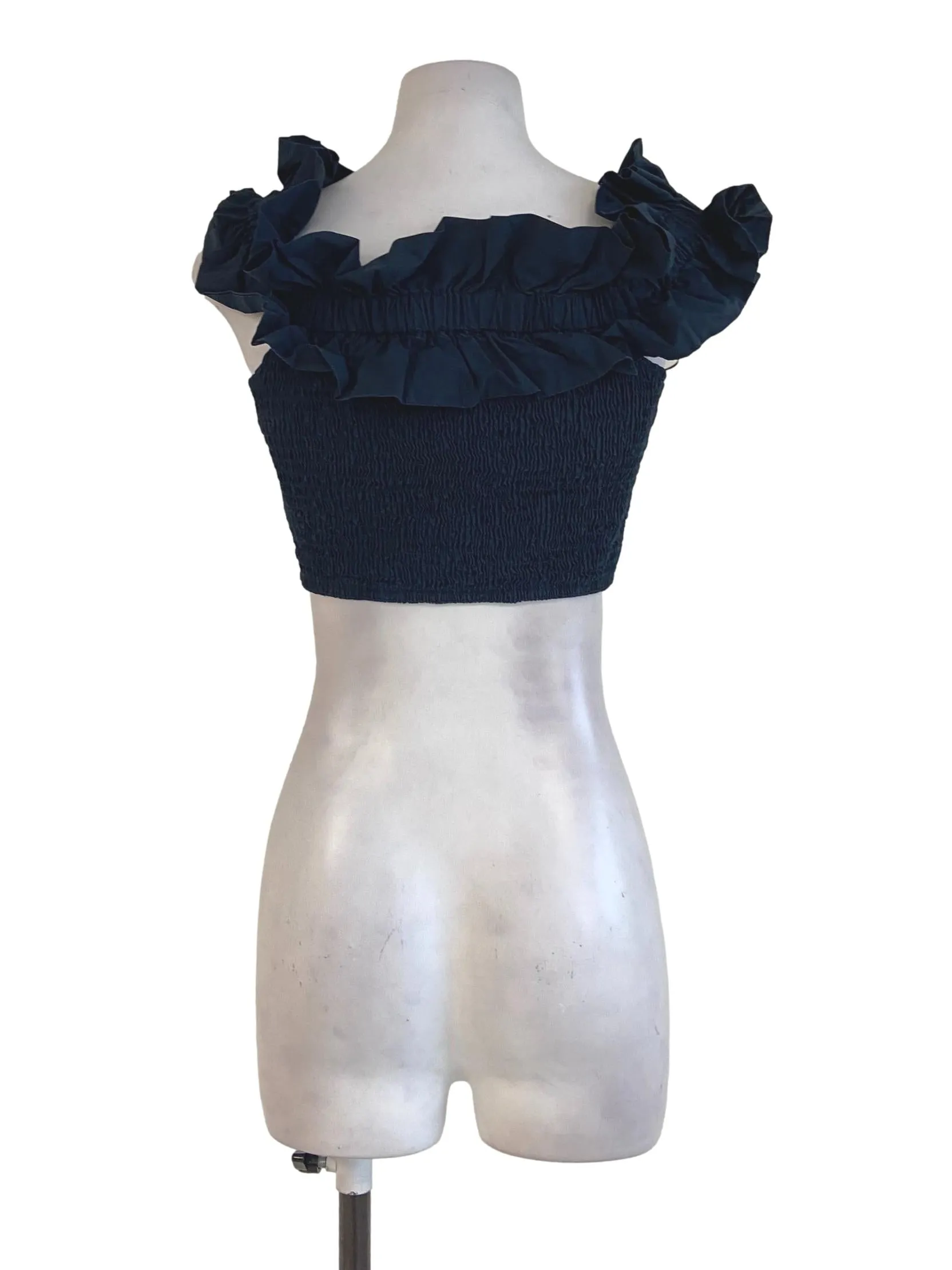 Denim Blue Drop Shoulder Crop Top