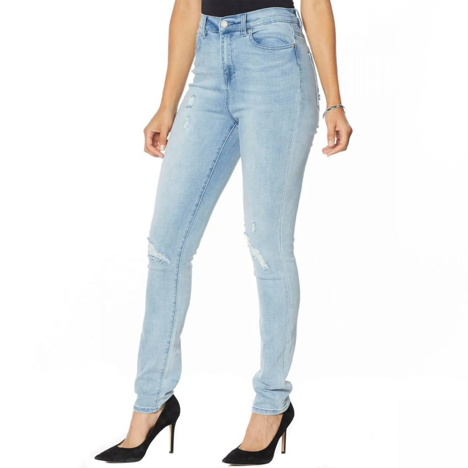 DG2 by Diane Gilman Destructed Skinny Jeans Petite Plus 20W Chambray