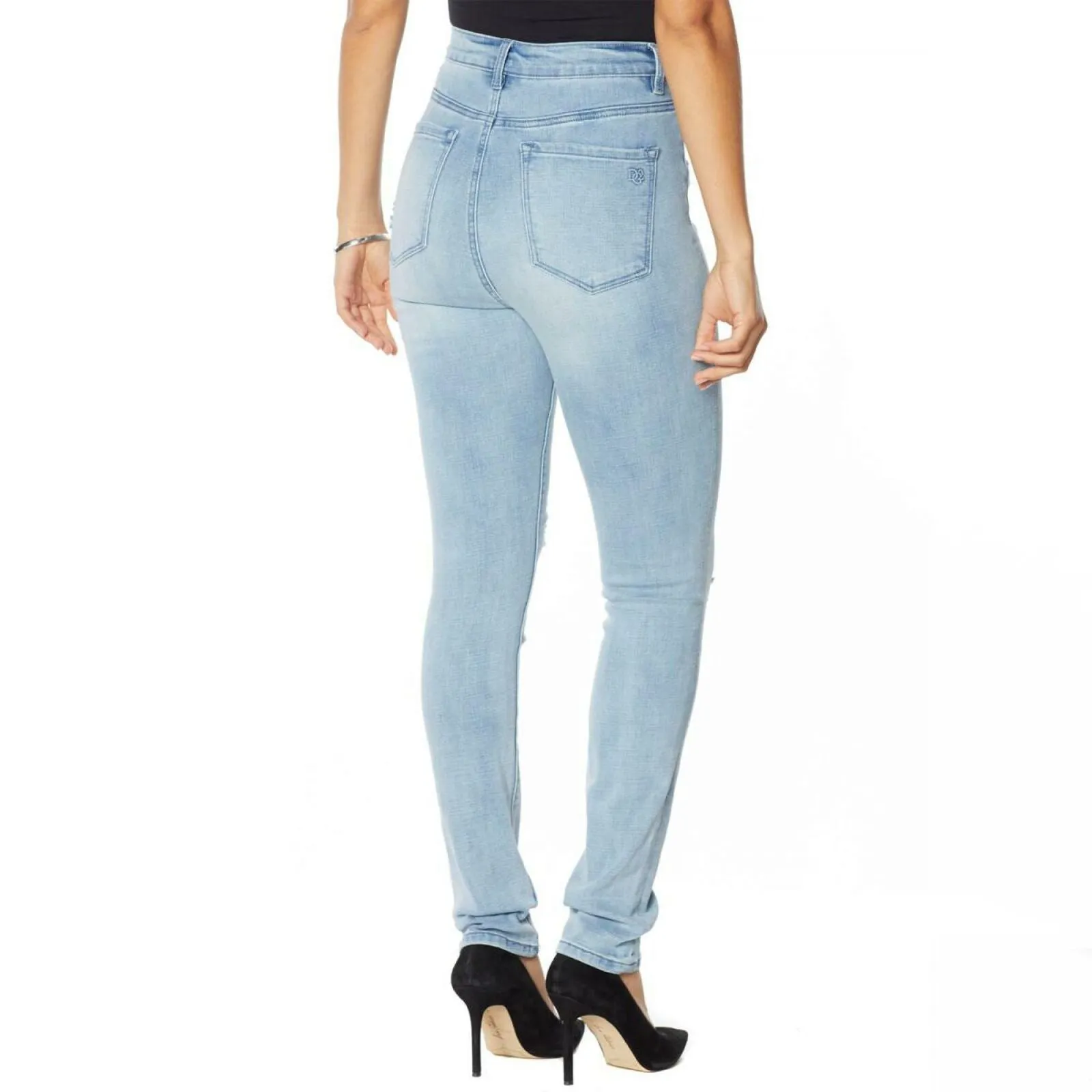 DG2 by Diane Gilman Destructed Skinny Jeans Petite Plus 20W Chambray