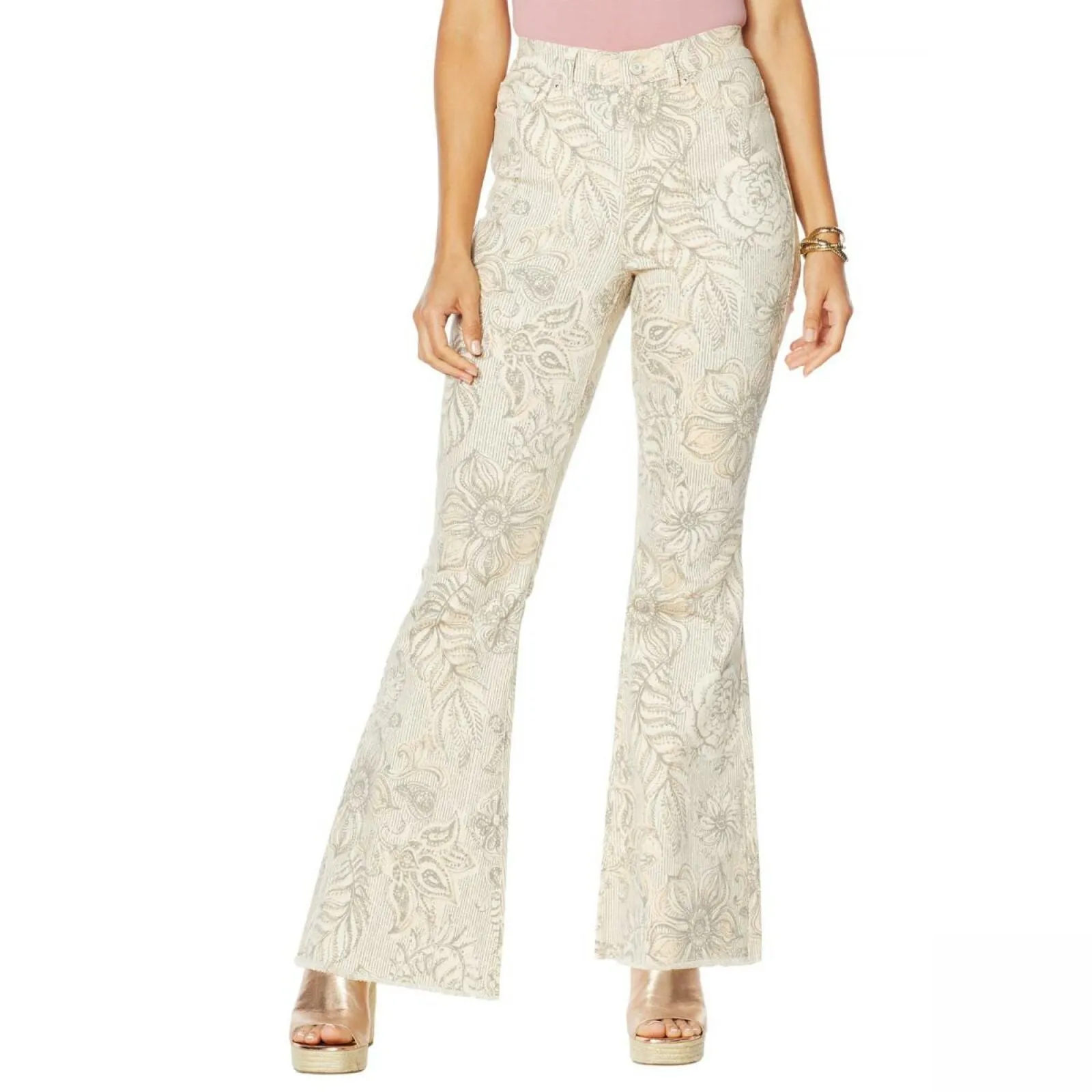 DG2 by Diane Gilman Tall Plus Size  Classic Stretch Printed Flare Jeans