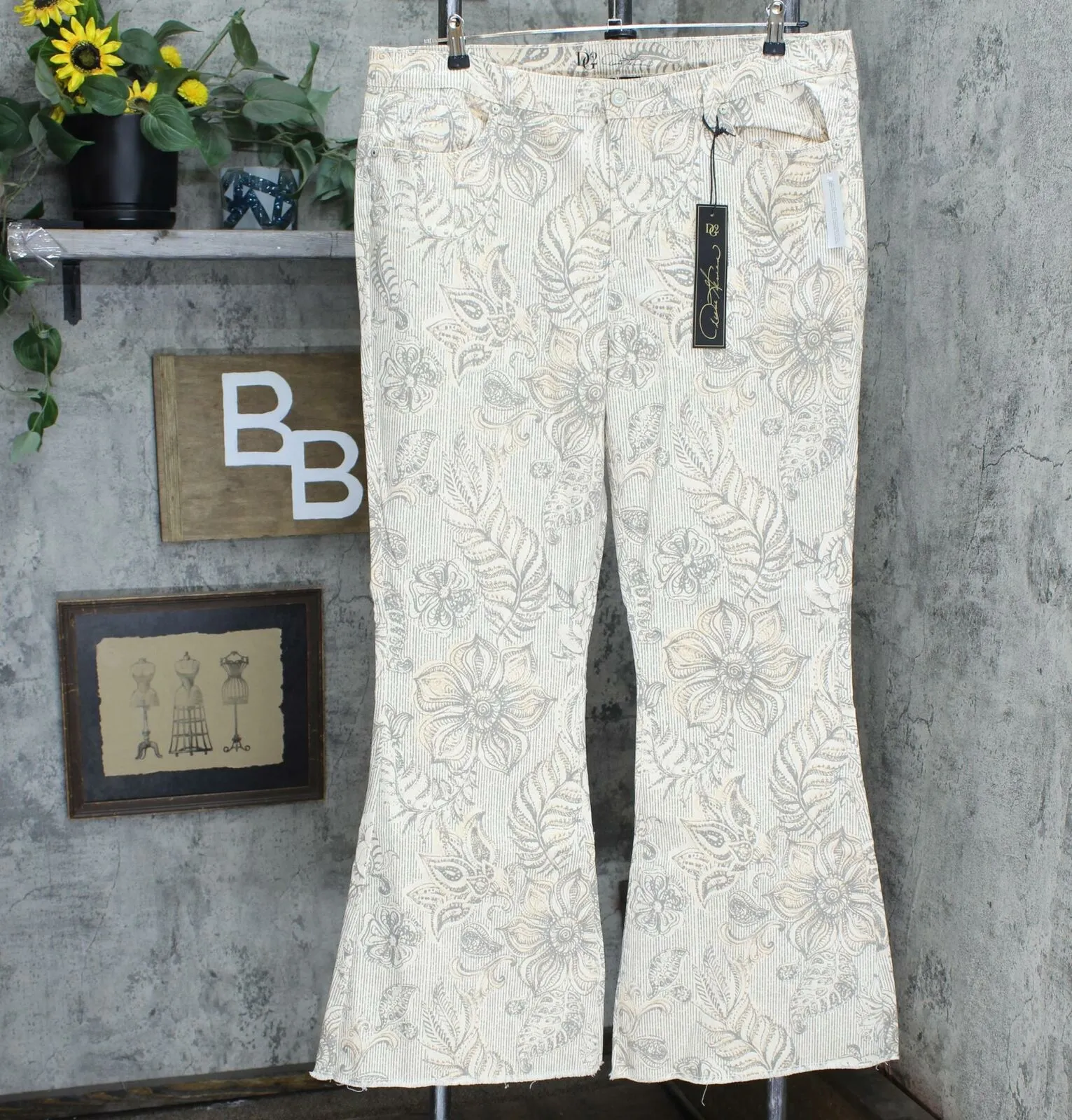 DG2 by Diane Gilman Tall Plus Size  Classic Stretch Printed Flare Jeans