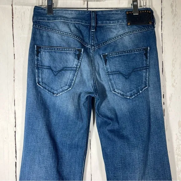 Diesel Industry Vixy Y2K Wash Flare Wide Leg Low Rise Denim Jeans Size 27