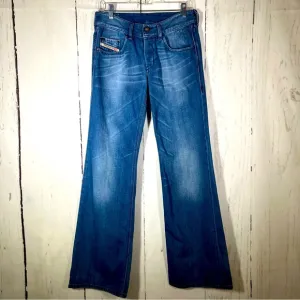 Diesel Industry Vixy Y2K Wash Flare Wide Leg Low Rise Denim Jeans Size 27