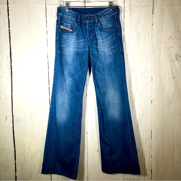 Diesel Industry Vixy Y2K Wash Flare Wide Leg Low Rise Denim Jeans Size 27