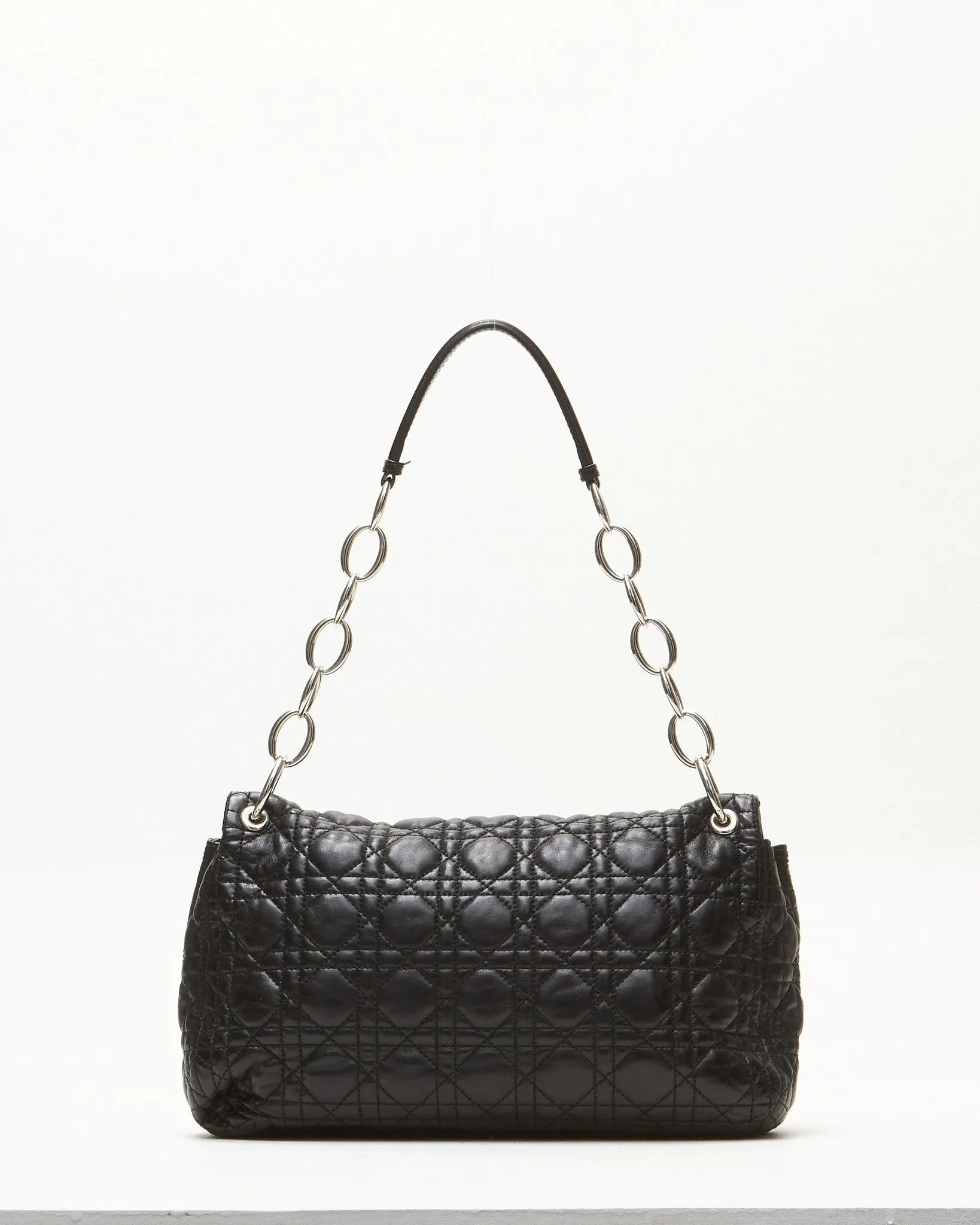 Dior Black Leather Cannage Chain Medium Shoulder Bag