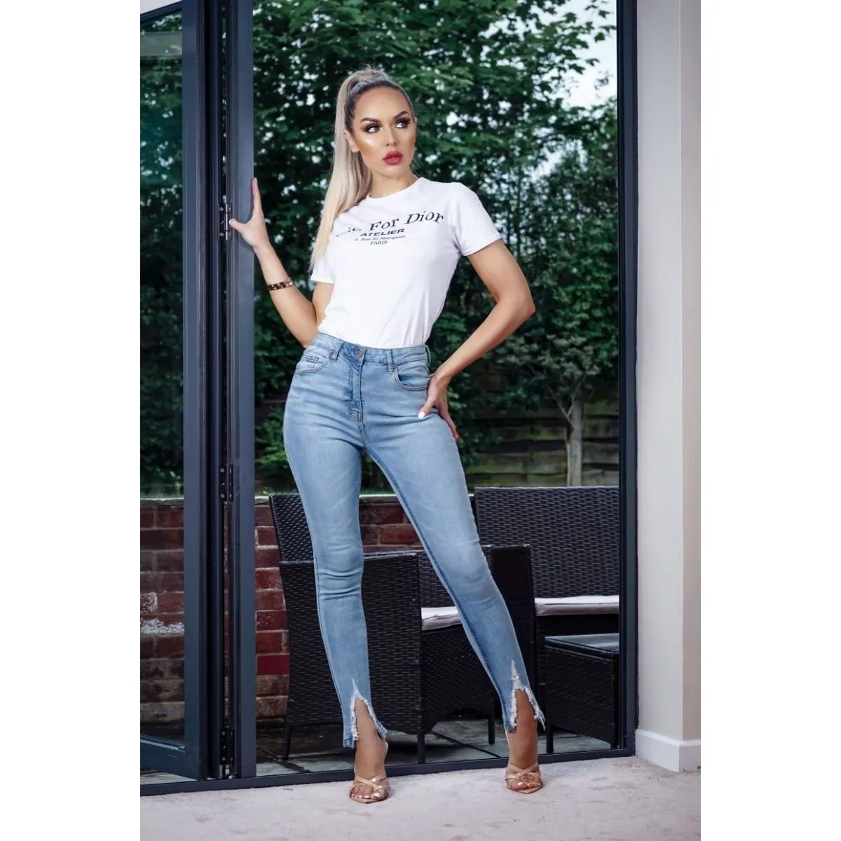 Distressed Light Blue Skinny Jeans