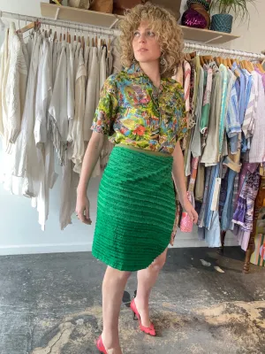 Dosa Green Silk Wrap Skirt