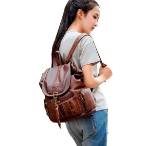 Drawstring High Quality PU Leather Backpacks