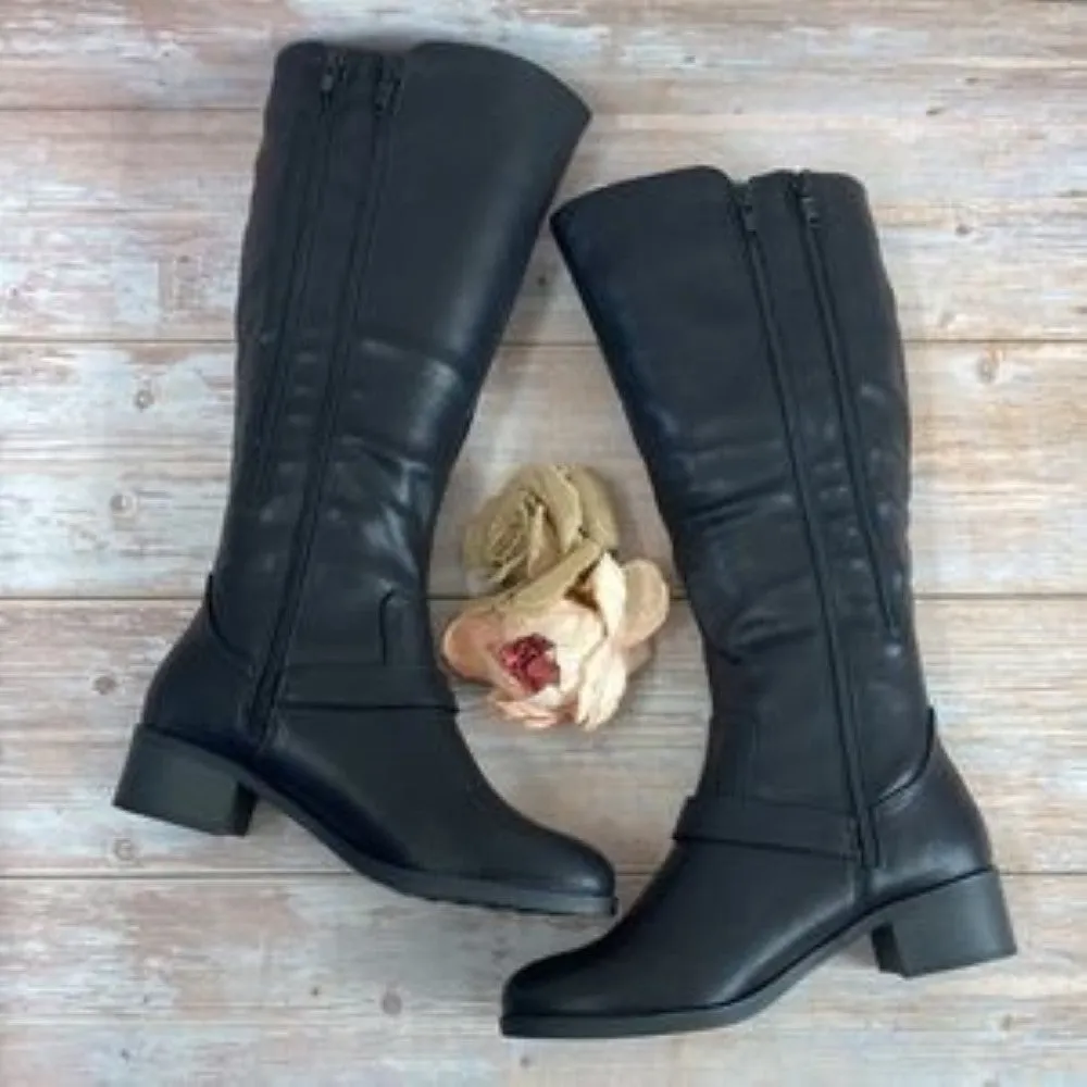 EASY STREET Jewel Plus Black Riding Boots 9M-WC