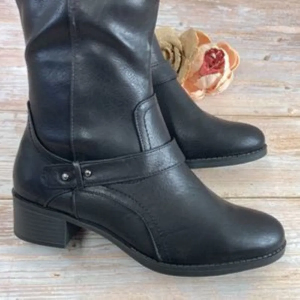 EASY STREET Jewel Plus Black Riding Boots 9M-WC