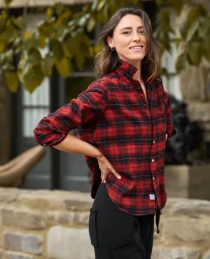 Eileen Relaxed Heather Red Black Plaid Flannel
