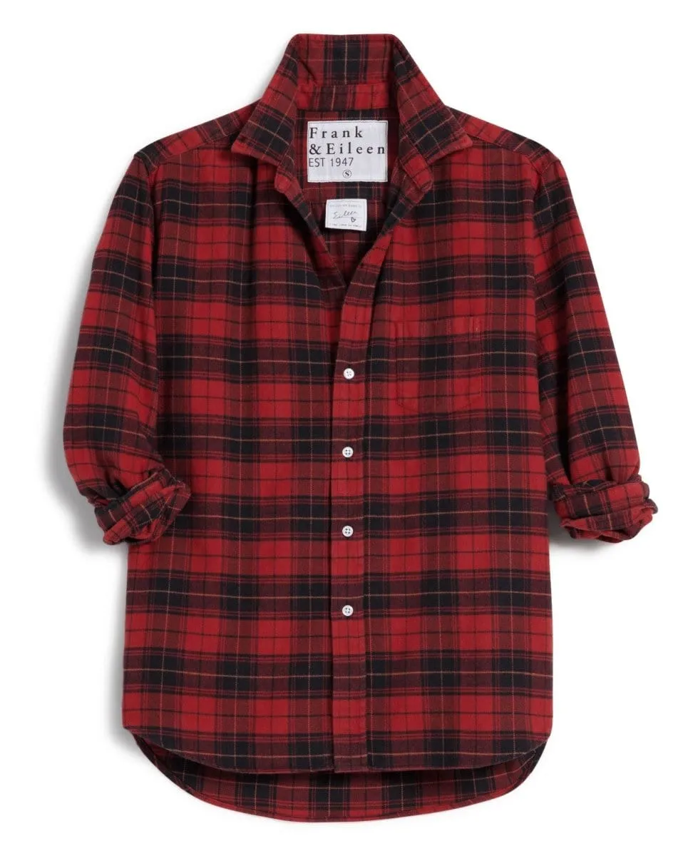 Eileen Relaxed Heather Red Black Plaid Flannel