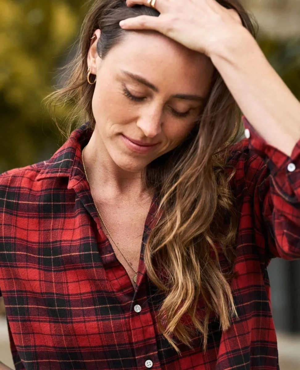 Eileen Relaxed Heather Red Black Plaid Flannel