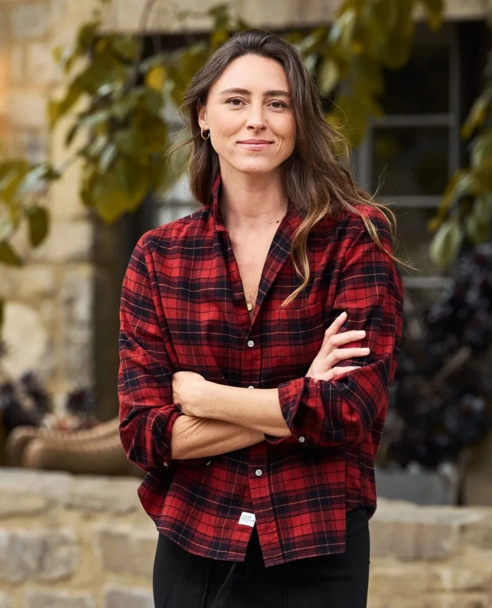 Eileen Relaxed Heather Red Black Plaid Flannel
