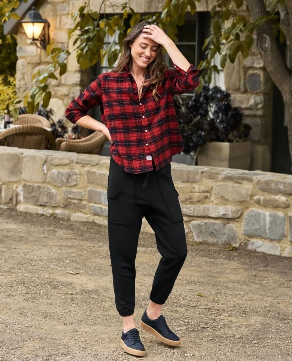 Eileen Relaxed Heather Red Black Plaid Flannel