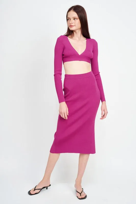 Emory Park V NECK CROPPED SWEATER TOP