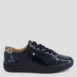 EVONE - BLACK-TAN LEOPARD CRINKLE PATENT