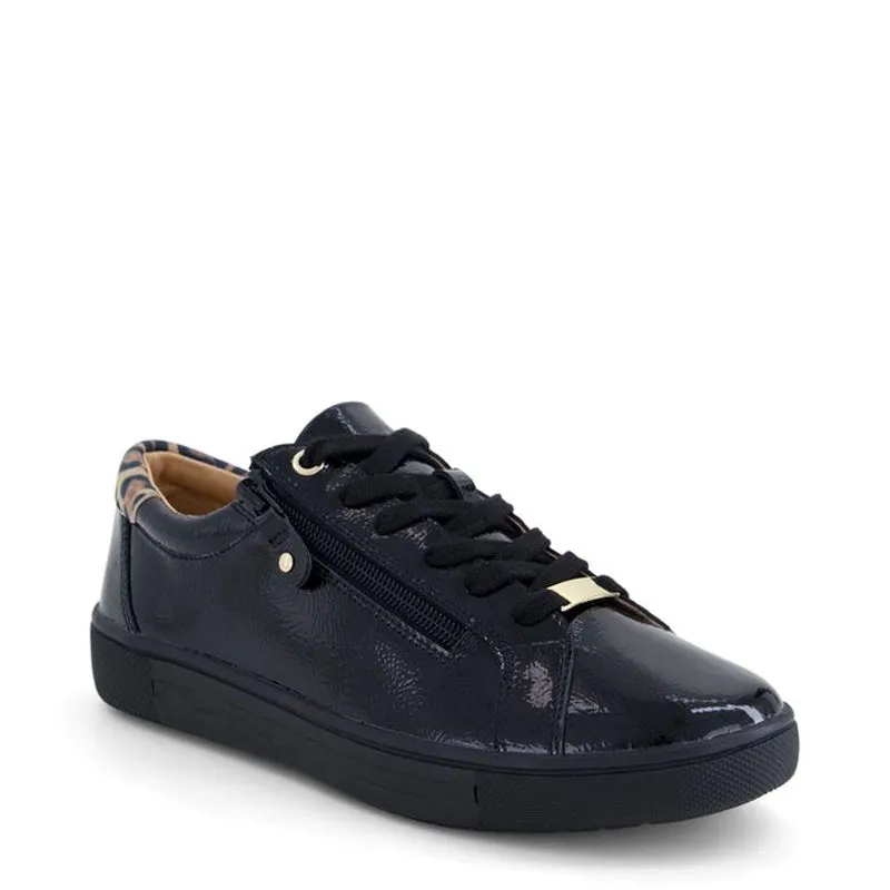 EVONE - BLACK-TAN LEOPARD CRINKLE PATENT