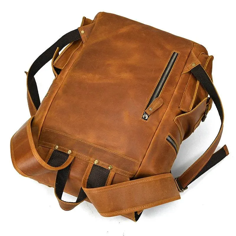 Extra Large Men’s Leather Backpack Big Capacity Travel Handbag