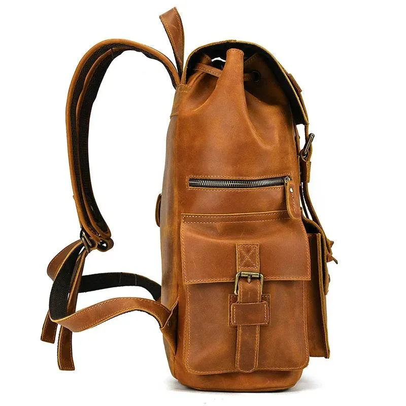 Extra Large Men’s Leather Backpack Big Capacity Travel Handbag