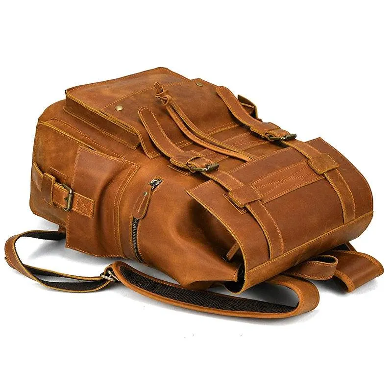 Extra Large Men’s Leather Backpack Big Capacity Travel Handbag