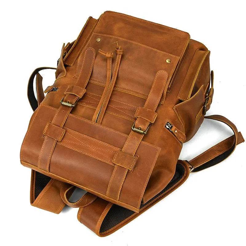 Extra Large Men’s Leather Backpack Big Capacity Travel Handbag