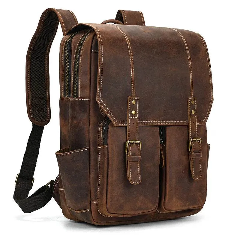 Extra Large Men’s Leather Backpack Big Capacity Travel Handbag