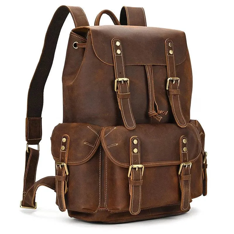 Extra Large Men’s Leather Backpack Big Capacity Travel Handbag