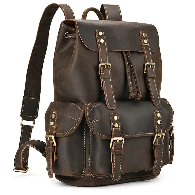 Extra Large Men’s Leather Backpack Big Capacity Travel Handbag
