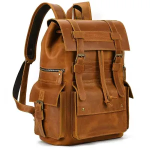 Extra Large Men’s Leather Backpack Big Capacity Travel Handbag
