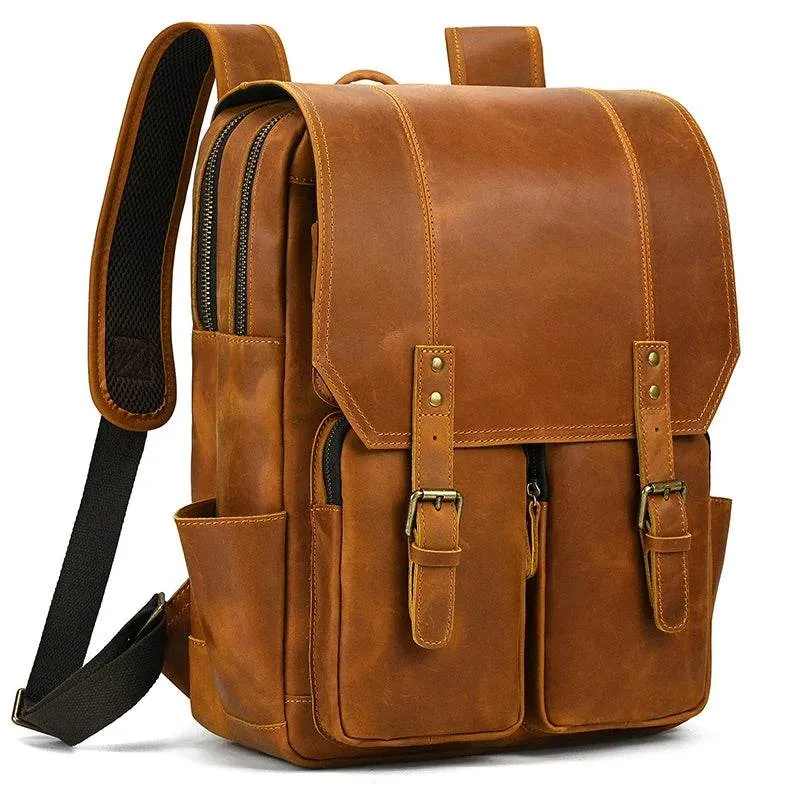 Extra Large Men’s Leather Backpack Big Capacity Travel Handbag