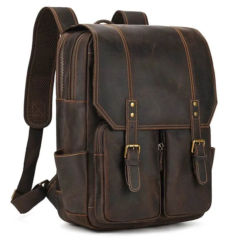 Extra Large Men’s Leather Backpack Big Capacity Travel Handbag