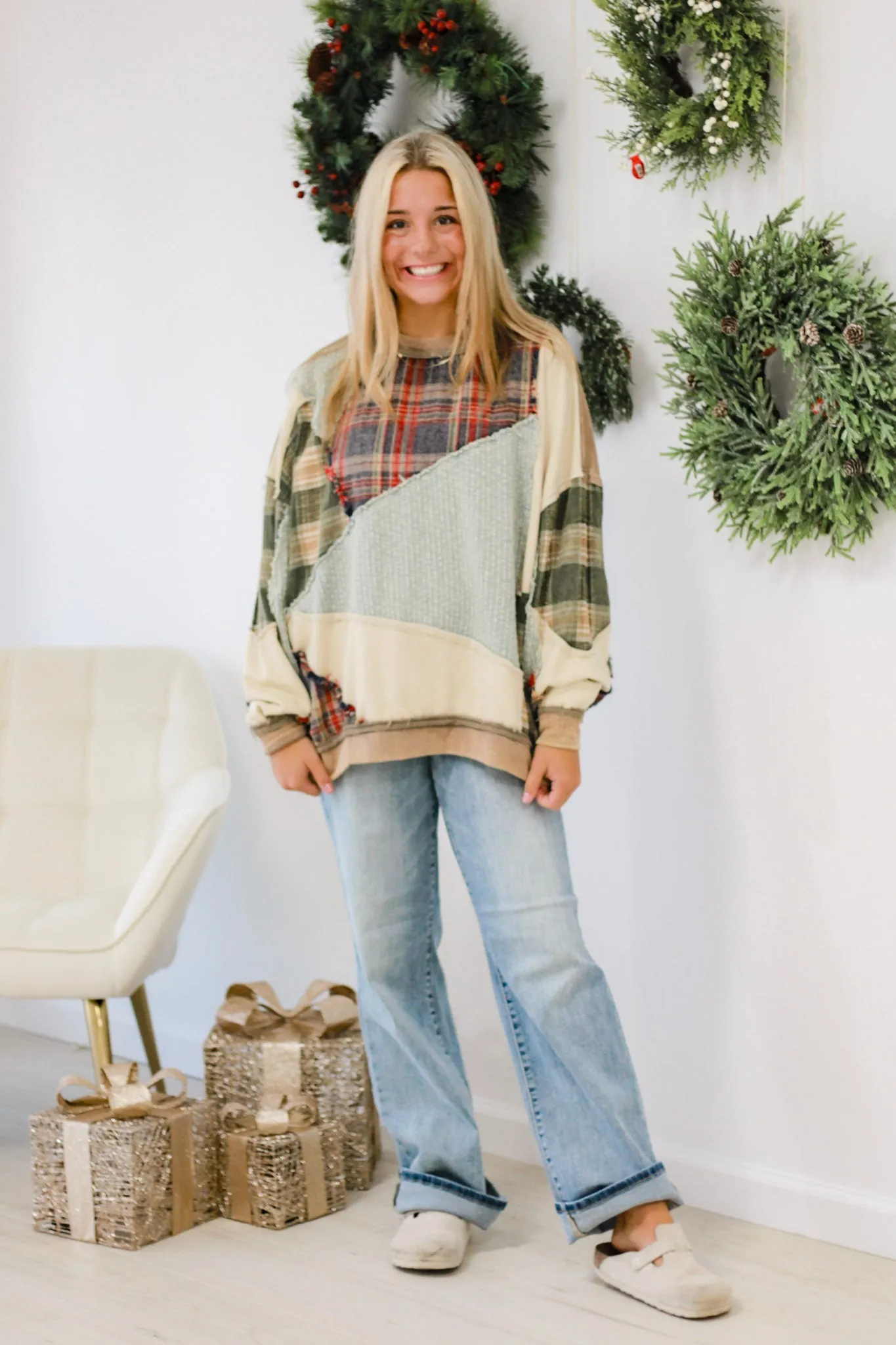 Fall Bonfires Plaid Pullover by Oli & Hali