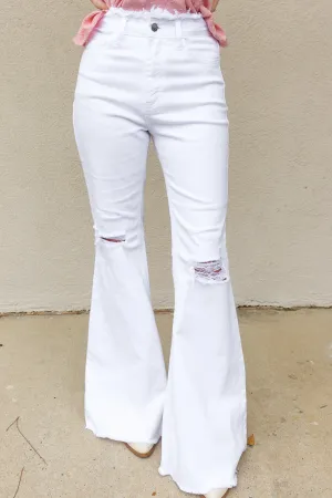 Fallon Distressed Flares - White