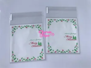 Festive Greeting Simple Gift Bags Cello Bags Self-adhesive Cookie bags - Favors Bags - Party bags 20/50/100 bags CB62
