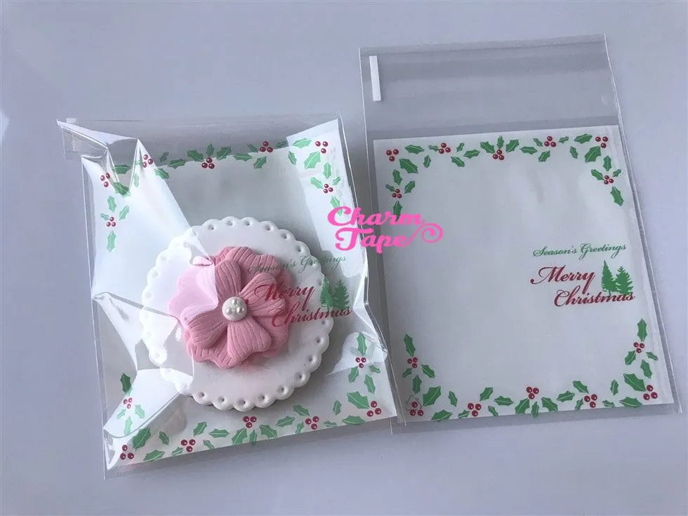 Festive Greeting Simple Gift Bags Cello Bags Self-adhesive Cookie bags - Favors Bags - Party bags 20/50/100 bags CB62