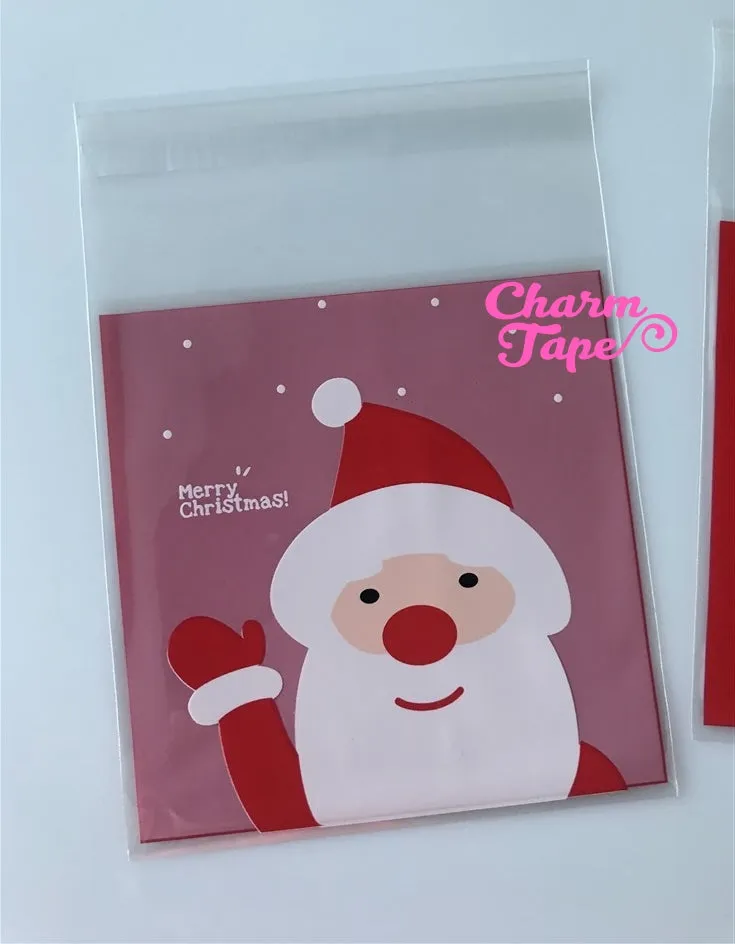 Festive Santa Claus Gift Bags Cello Bags Self-adhesive Cookie bags - Favors Bags - Party bags 20/50/100 bags CB59