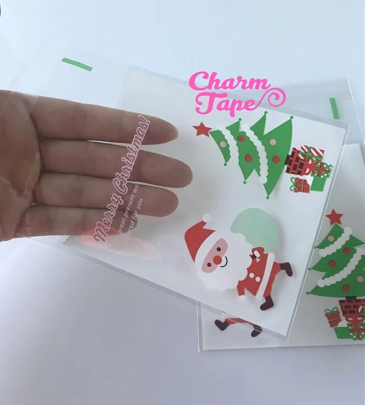 Festive Santa Claus Gift Bags Cello Bags Self-adhesive Cookie bags - Favors Bags - Party bags 20/50/100 bags CB60