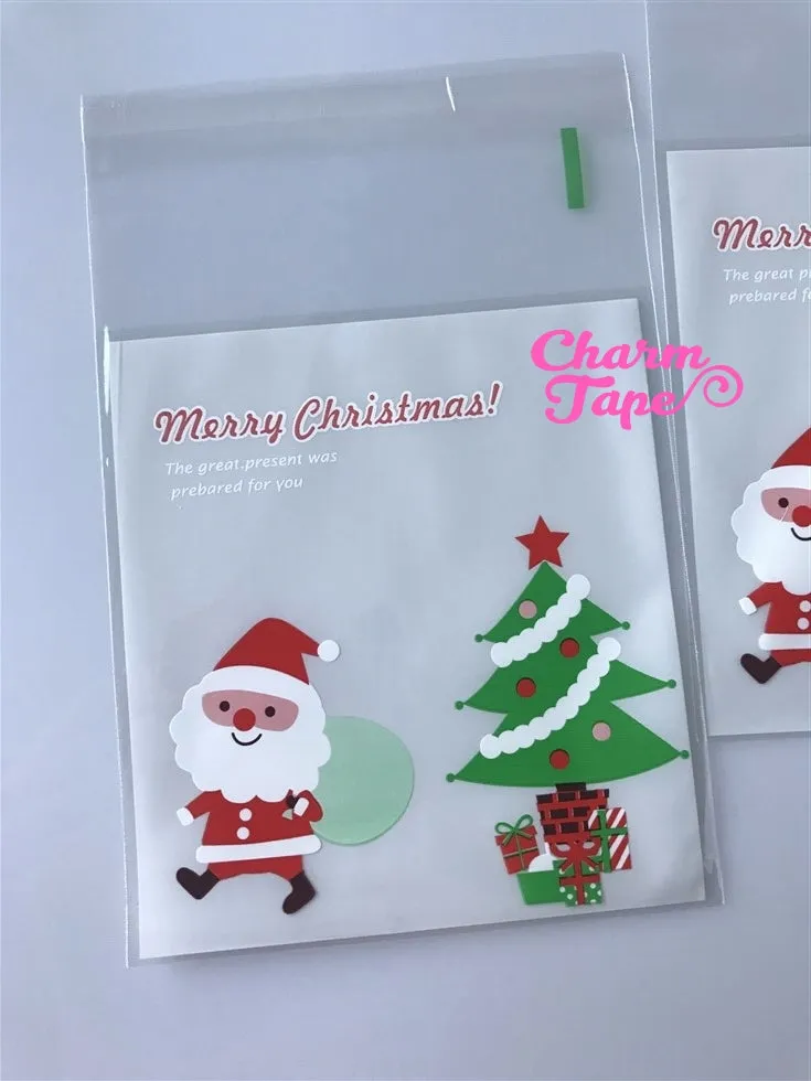 Festive Santa Claus Gift Bags Cello Bags Self-adhesive Cookie bags - Favors Bags - Party bags 20/50/100 bags CB60